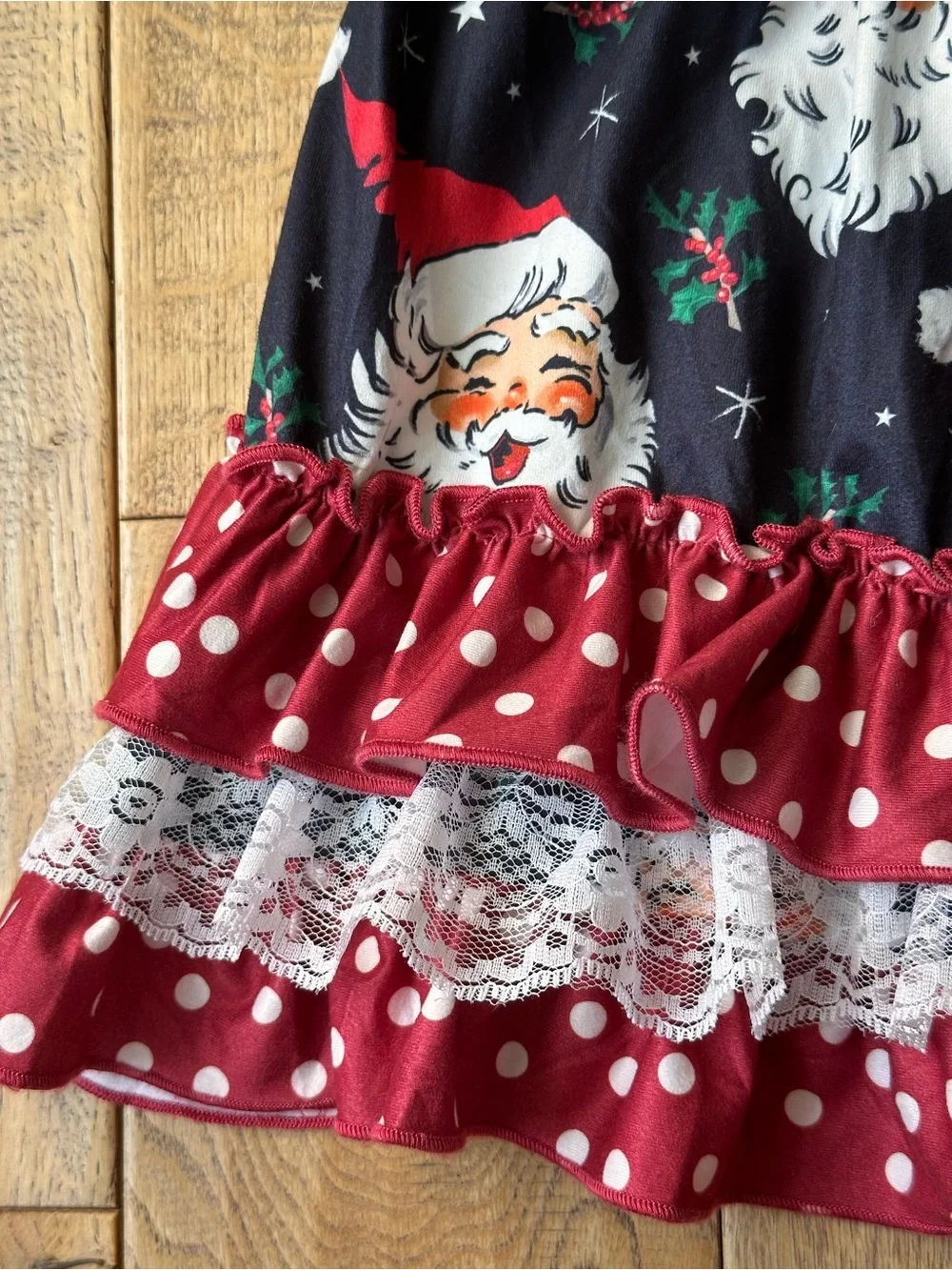 Boutique Santa Ruffle Christmas Dress size XL 5-6